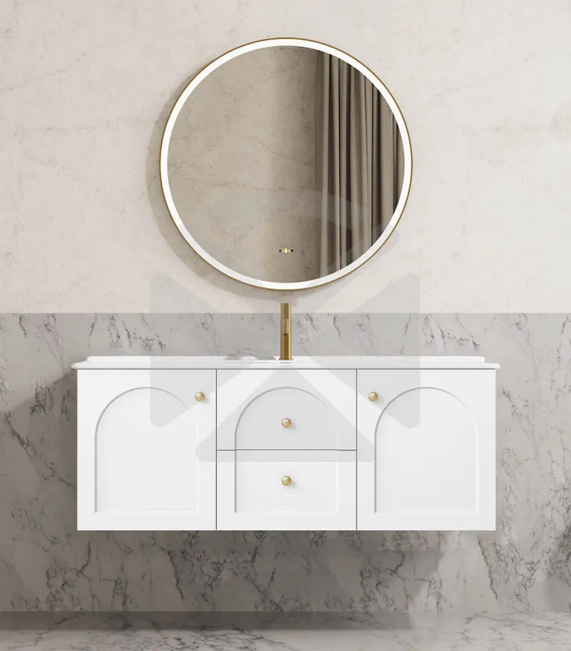 Chester 1200mm Single Bowl Wall Hung Vanity - Matt White with Single Ceramic Top