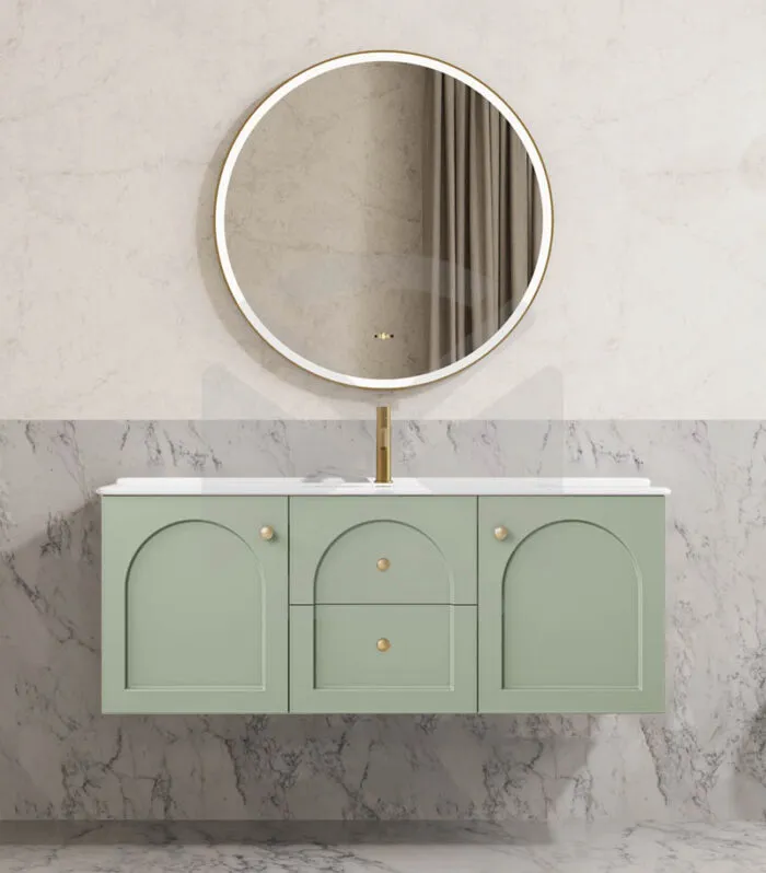 Chester 1200mm Single Bowl Wall Hung Vanity - Matt Green with Ceramic Top