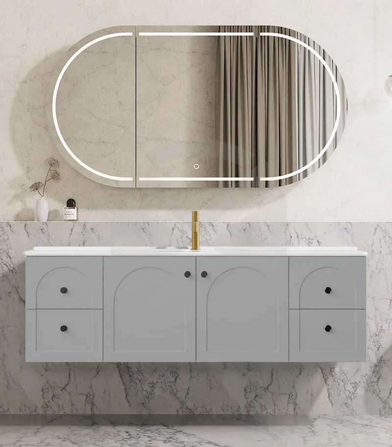 Chester 1500mm Single Bowl Wall Hung Vanity - Matt Grey with Ceramic Top
