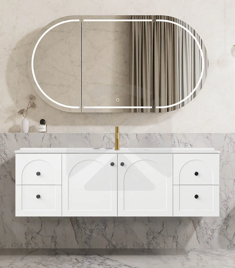 Chester 1500mm Single Bowl Wall Hung Vanity - Matt White with Ceramic Top