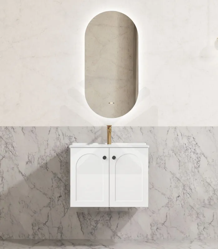 Chester 600mm Wall Hung Vanity - Matt White with Ceramic Top