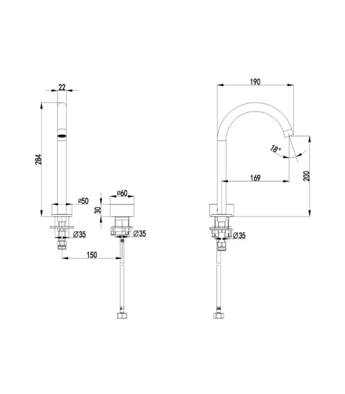 Hali Two-Piece Progressive Basin Mixer - Specification