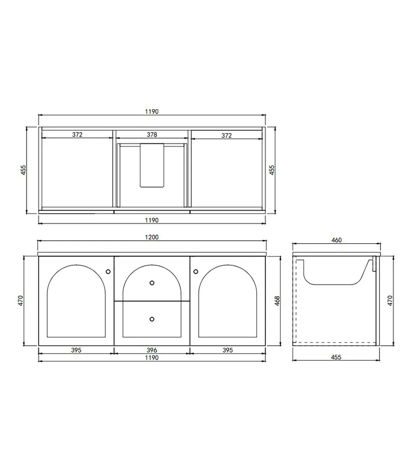 Chester 1200mm Single Bowl Wall Hung Vanity - Matt White Specification