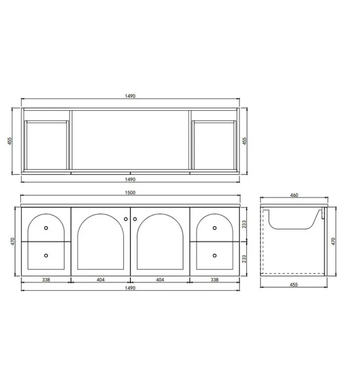 Chester 1500mm Wall Hung Vanity Specification