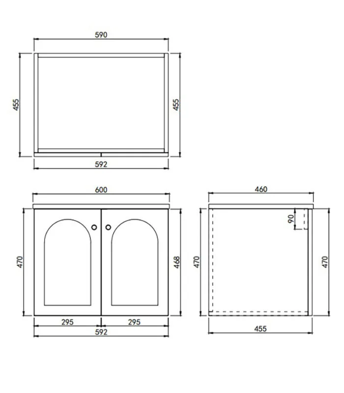 Chester 600mm Wall Hung Vanity Specification