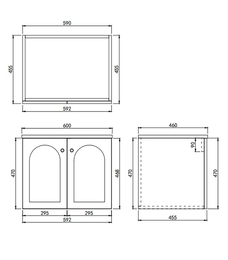 Chester 600mm Wall Hung Vanity Specification