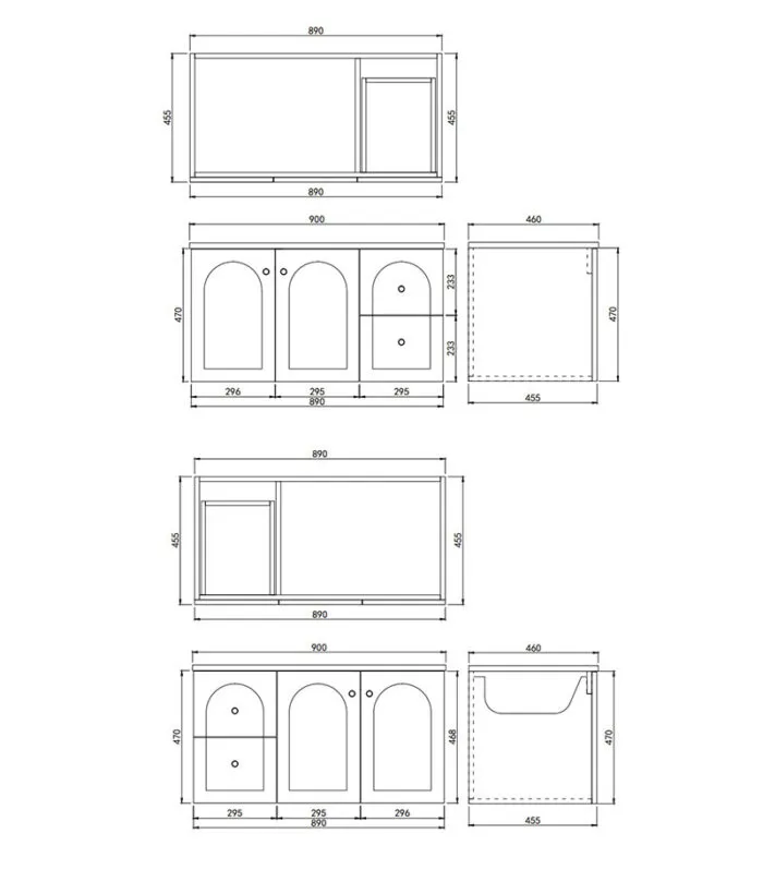 Chester 900mm Wall Hung Vanity Specification