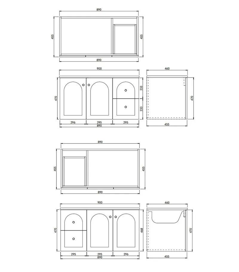 Chester 900mm Wall Hung Vanity Specification