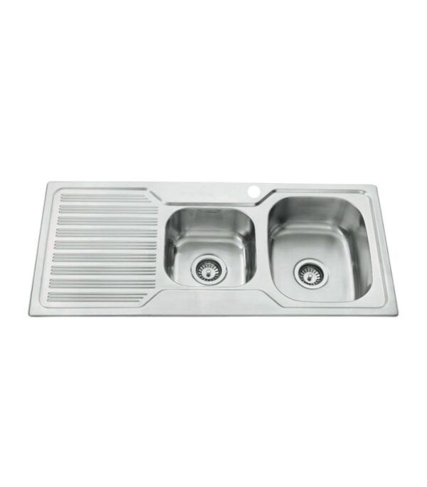 Eden 1080x480x170mm Stainless Steel 1&3/4 Bowl Sink with Drainer - RHB