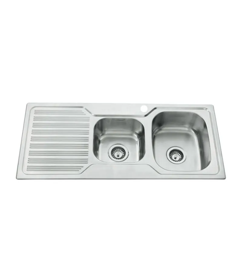 Eden 1080x480x170mm Stainless Steel 1&3/4 Bowl Sink with Drainer - RHB