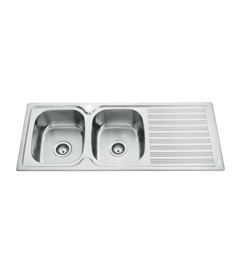 Eden 1180x480x170mm Stainless Steel Double Bowl Sink with Drainer | LHB