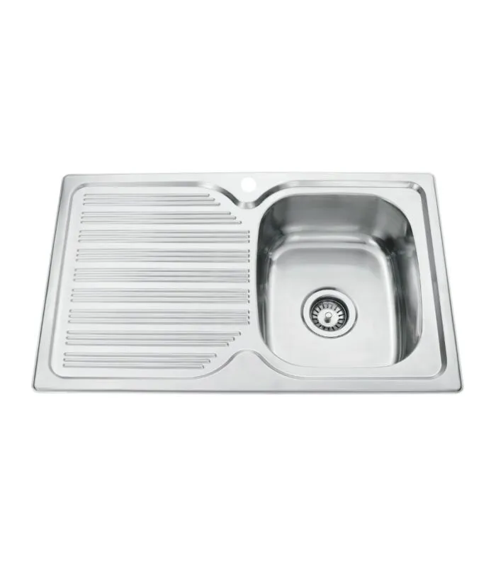 Eden 780x480x170mm Stainless Steel Single Bowl Sink with Drainer - RHB