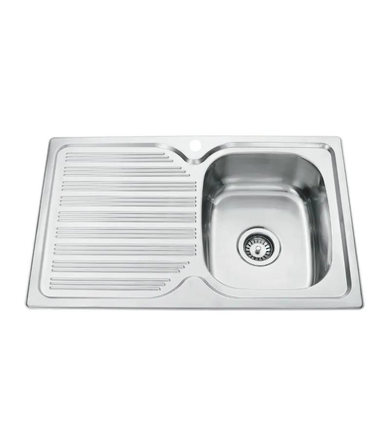 Eden 780x480x170mm Stainless Steel Single Bowl Sink with Drainer - RHB
