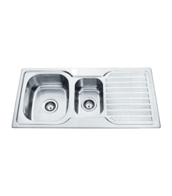 Eden 980x480x170mm Stainless Steel 1&1/2 Bowl Sink with Drainer - LHB