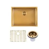 Aqua 600x450mm Stainless Steel Single Bowl Sink - Brushed Brass Aqua 600x450mm Stainless Steel Single Bowl Sink - Brushed Brass