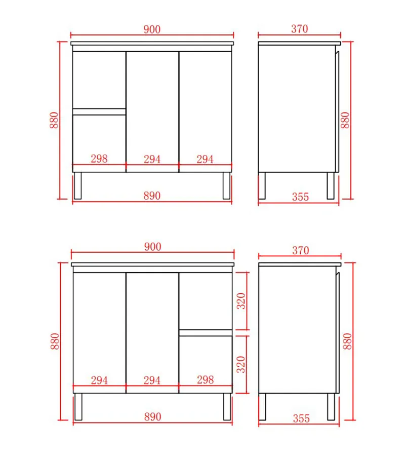 Alpha 900mm Narrow Floorstanding Vanity with Legs - Gloss White