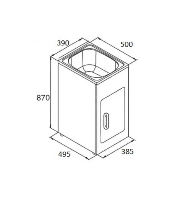 30L White Metal Laundry Tub – 390x500x870mm | Specification