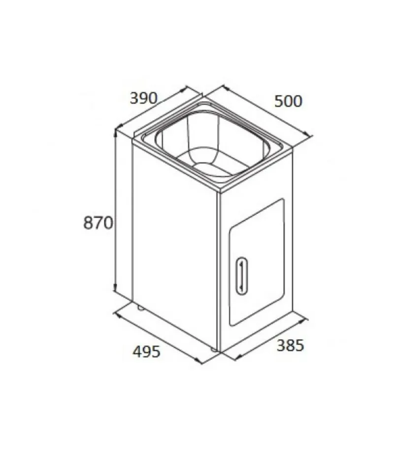 30L White Metal Laundry Tub – 390x500x870mm | Specification