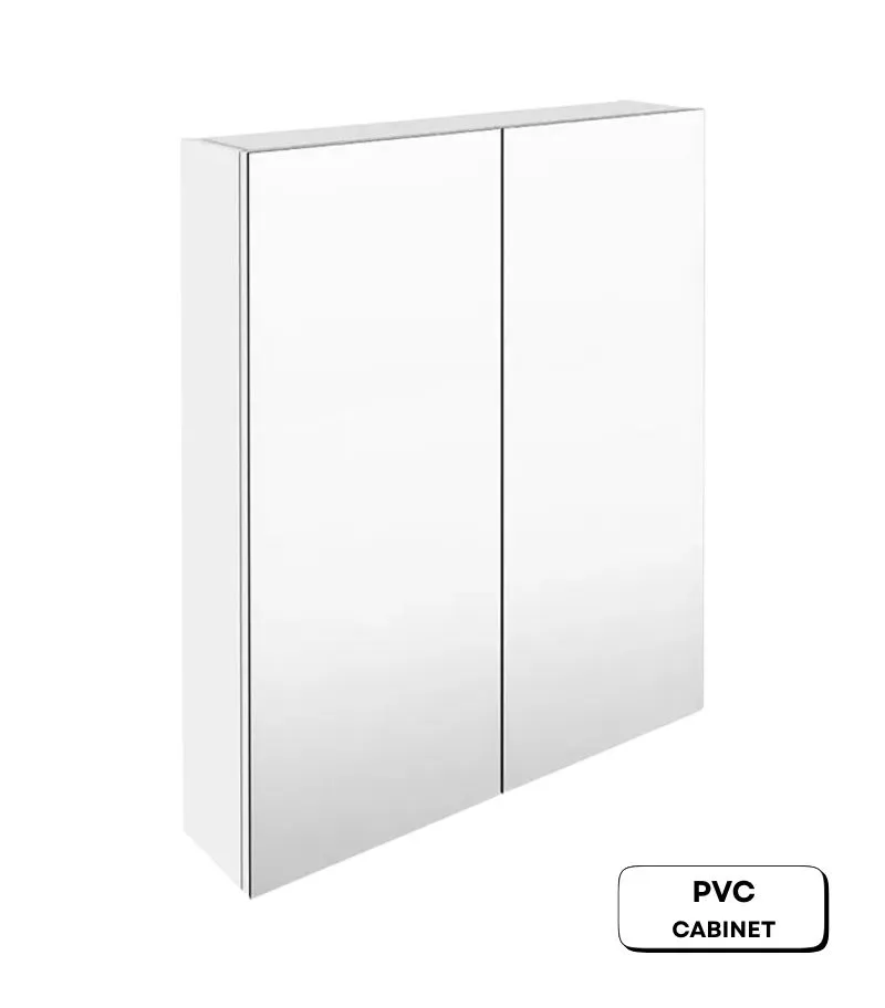 Alpha 600mm Pencil Edge Gloss White PVC Shaving Cabinet