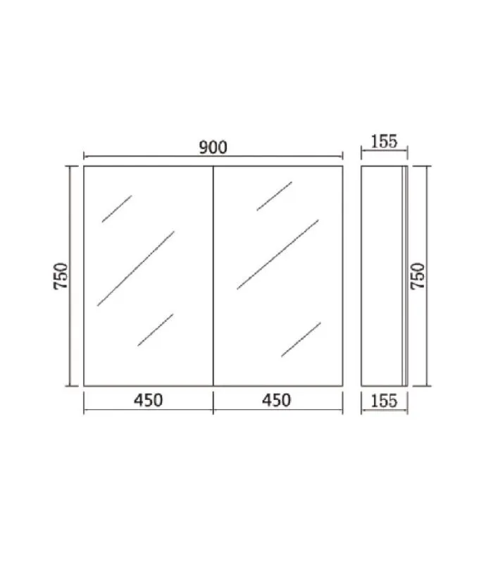 Alpha 900mm Pencil Edge Gloss White PVC Shaving Cabinet Specification