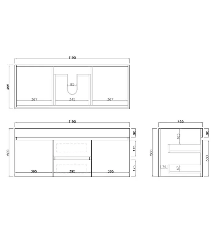 Camden 1200mm Wall Hung Vanity Specification