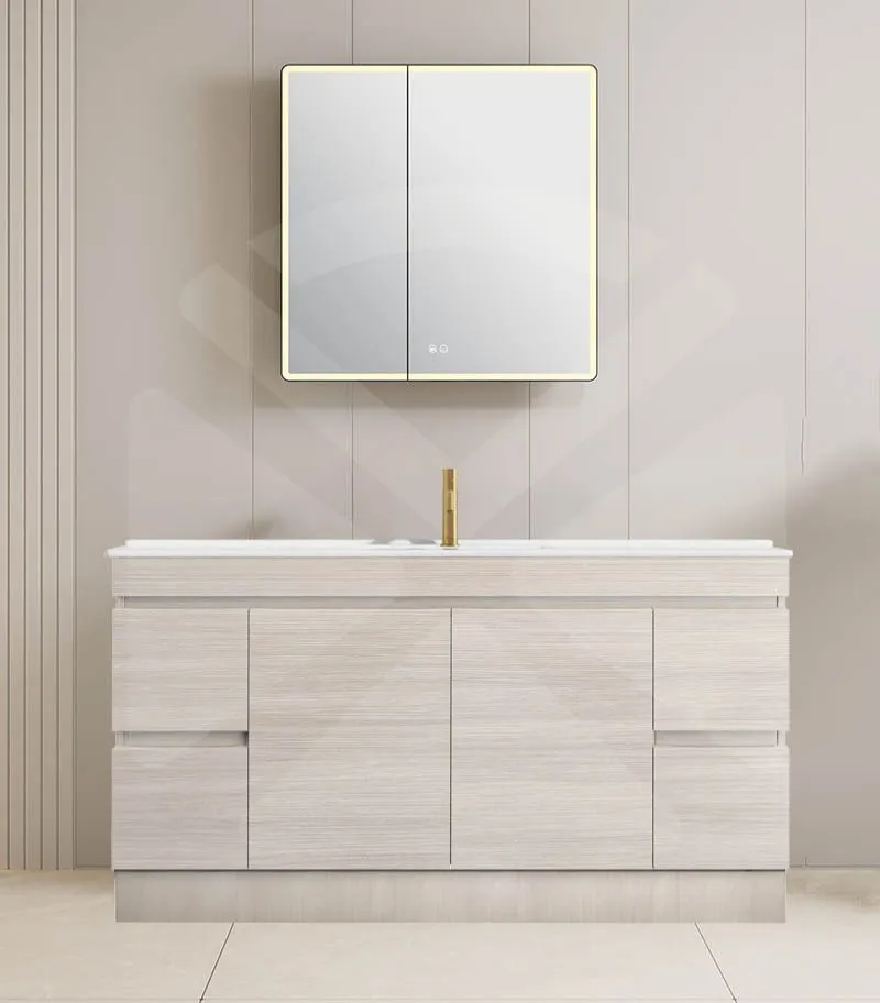 Camden 1200mm Single Bowl Floorstanding Vanity with Kickboard - Coastal Oak with Ceramic Top