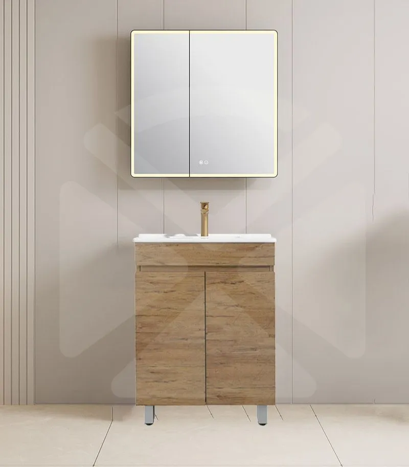 Camden 600mm Floorstanding Vanity with Legs - Prime Oak with Ceramic Top