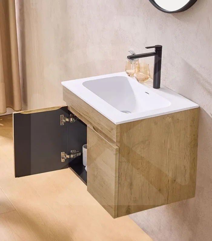 Camden 600mm Wall Hung Vanity - Prime Oak Side View