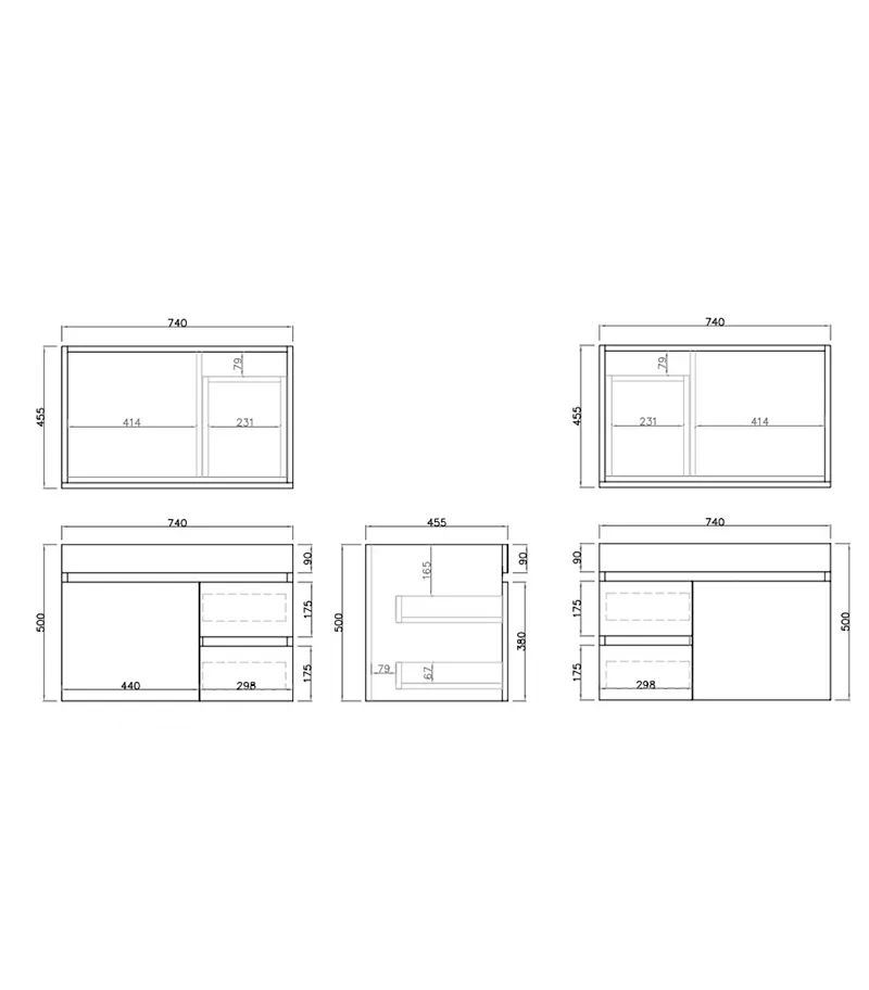Camden 750mm Wall Hung Vanity Specification