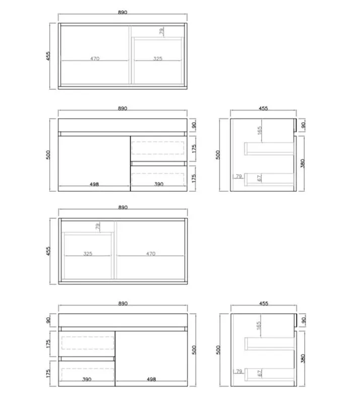 Camden 900mm Wall Hung Vanity Specification