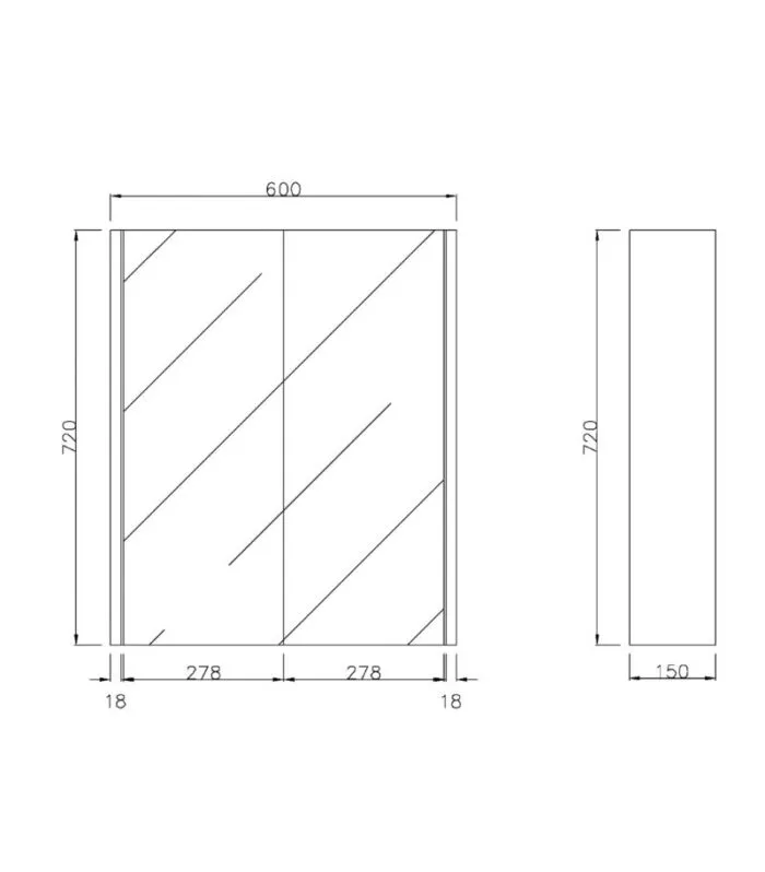Camden 600mm Shaving Cabinet - Specification