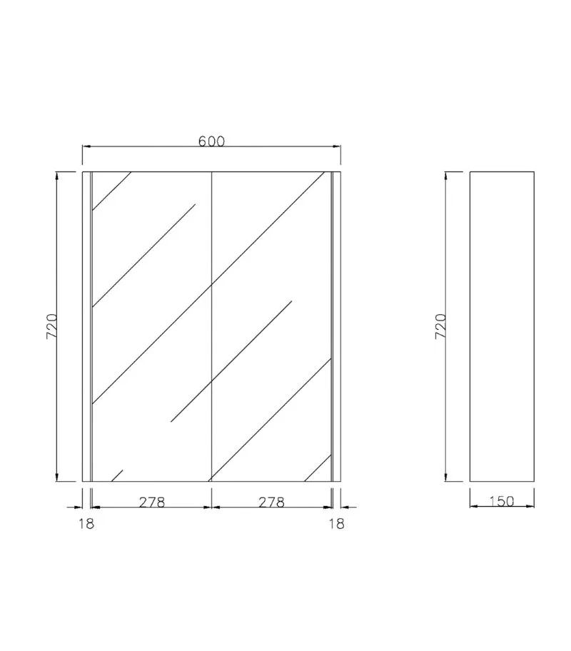 Camden 600mm Shaving Cabinet - Specification