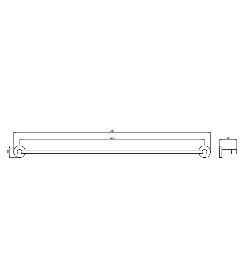 Amoza SST 800mm Single Towel Rail - Cut to Size - Specification