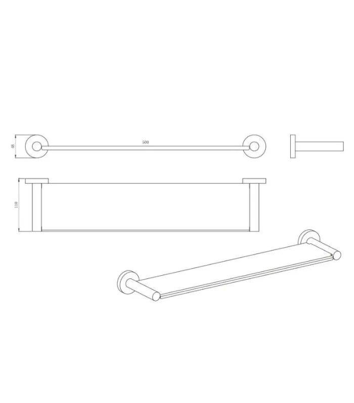 Amoza SST 500mm Shower Metal Shelf - Specification