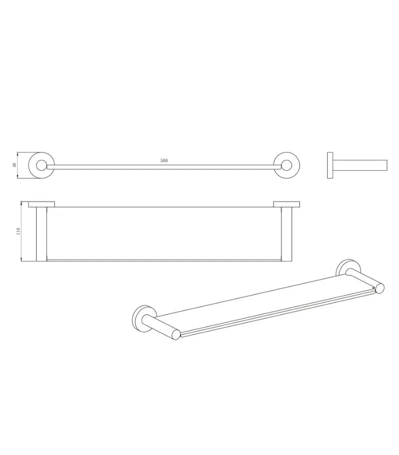 Amoza SST 500mm Shower Metal Shelf - Specification