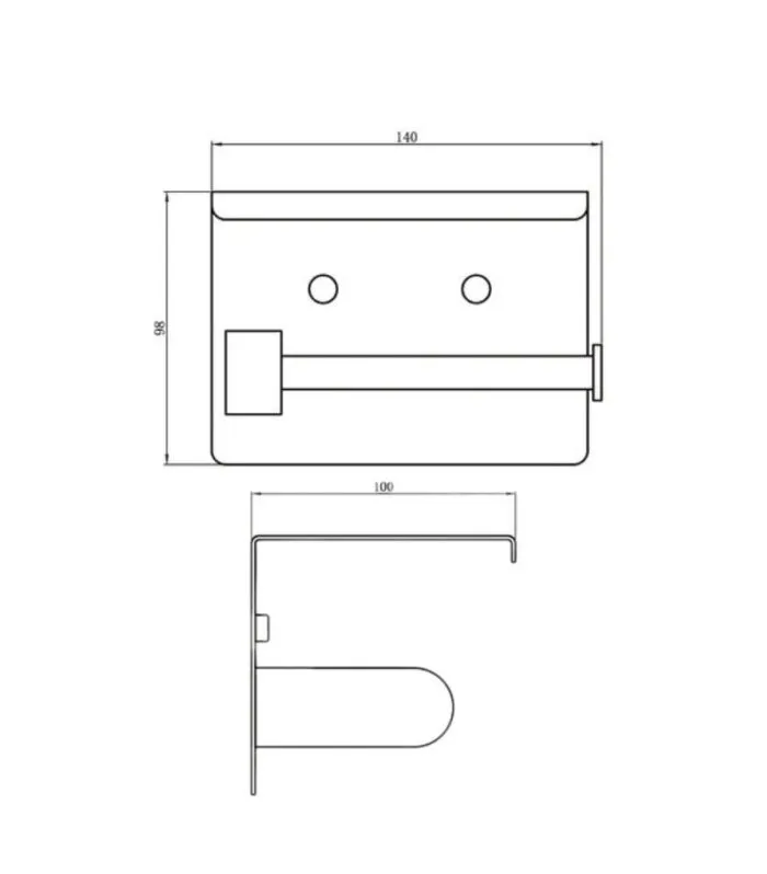 Amoza SST Toilet Roll Holder with Shelf - Specification