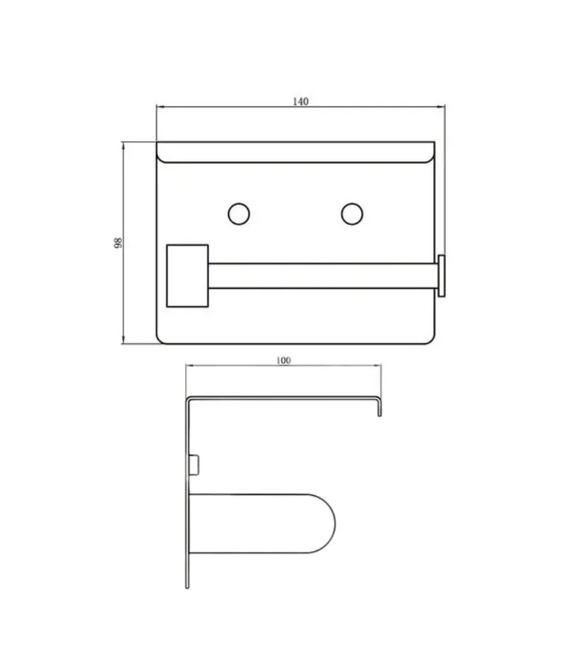 Amoza SST Toilet Roll Holder with Shelf - Specification