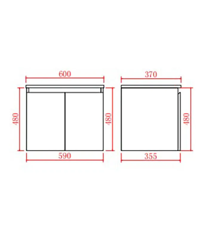 Alpha 600mm Narrow Wall Hung Vanity - Gloss White specification