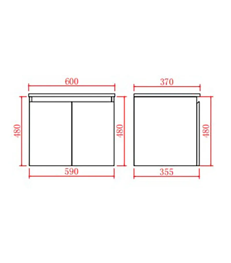Alpha 600mm Narrow Wall Hung Vanity - Gloss White specification