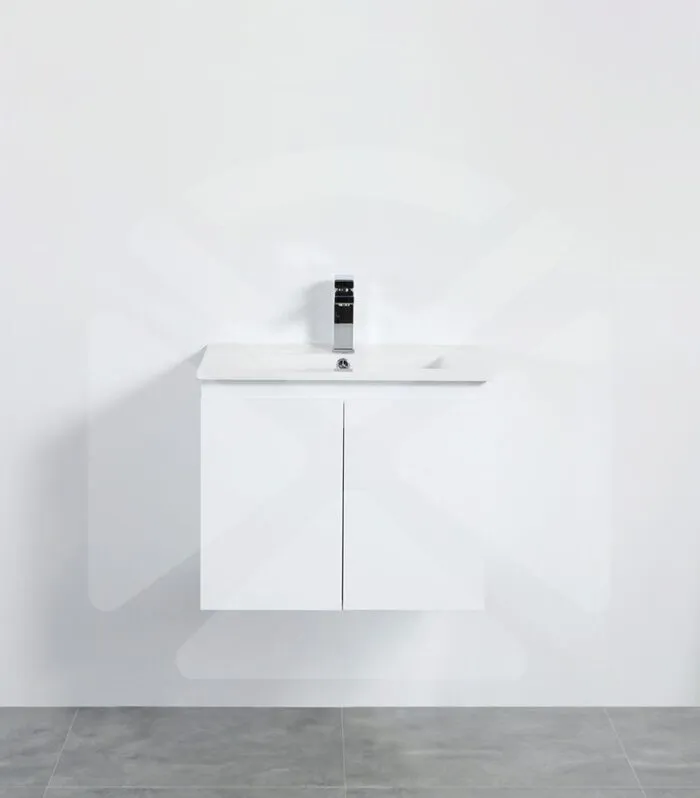 Alpha 600mm Wall Hung Vanity - Gloss White with Ceramic Top