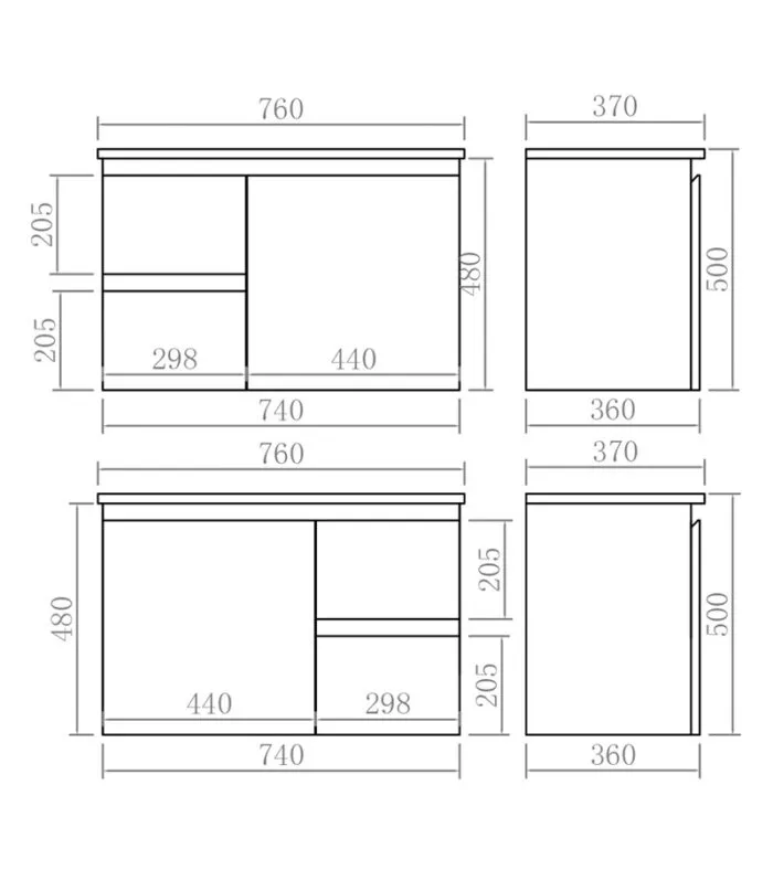 Alpha 750mm Narrow Wall Hung Vanity - Gloss White Specification