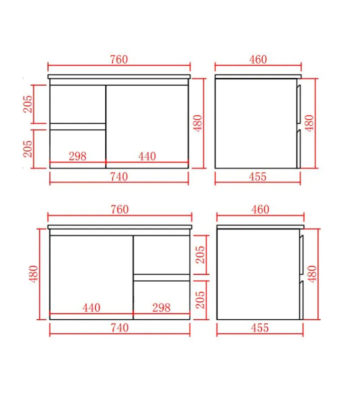 Camden 750mm Wall Hung Vanity - Gloss White Specification