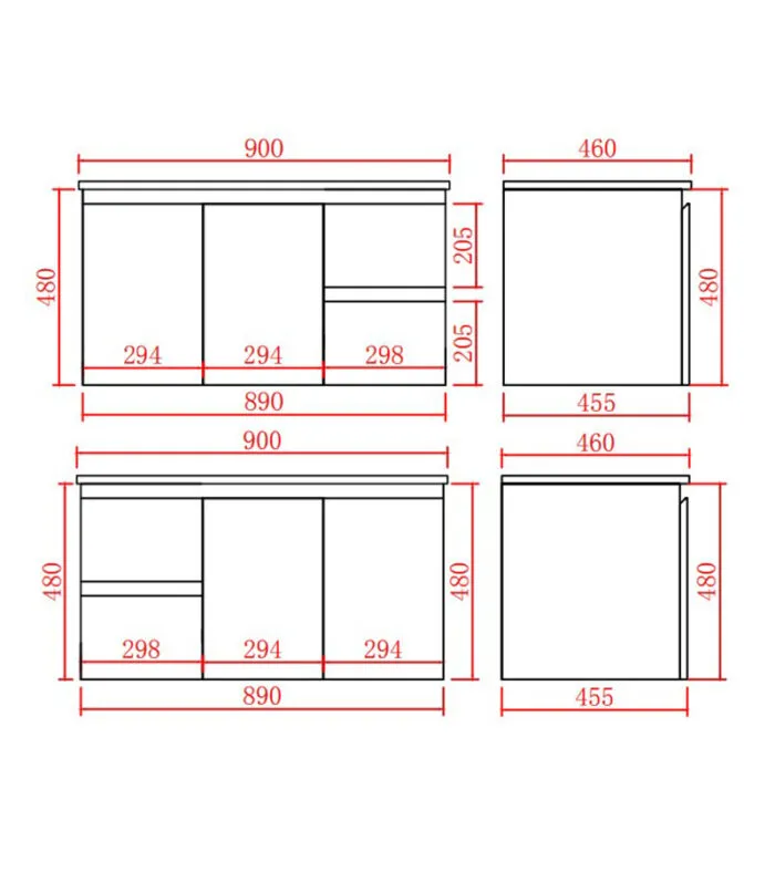 Alpha 900mm Wall Hung Vanity - Gloss White Specification