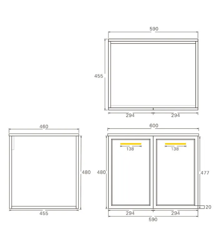 Kingley 600mm Wall Hung Vanity Specification