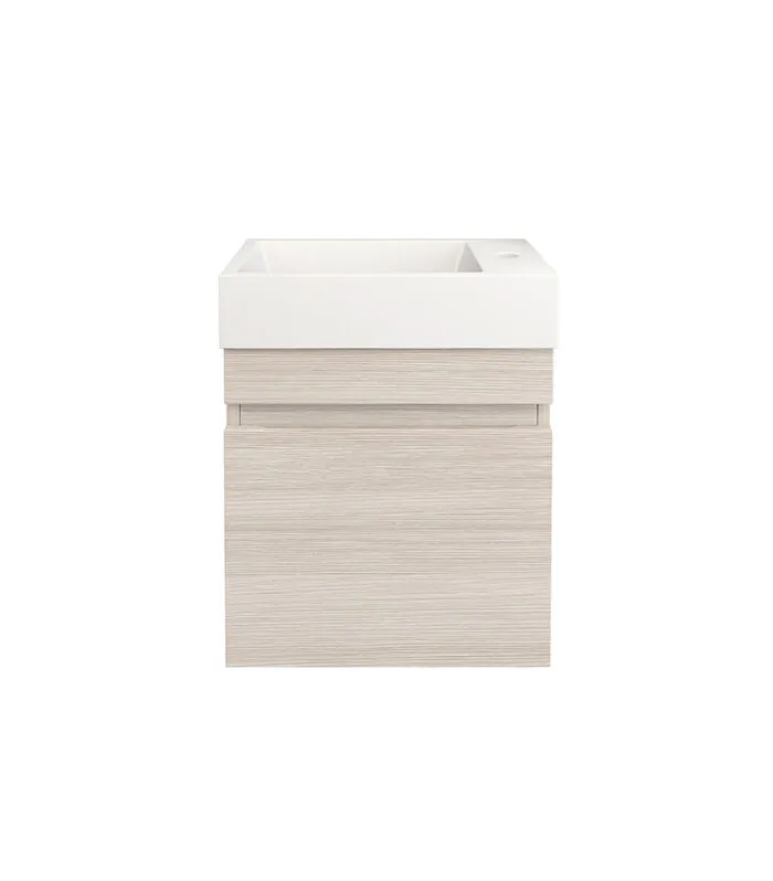 Camden Ensuite Wall Hung Vanity - Coastal Oak - LH bowl ceramic top