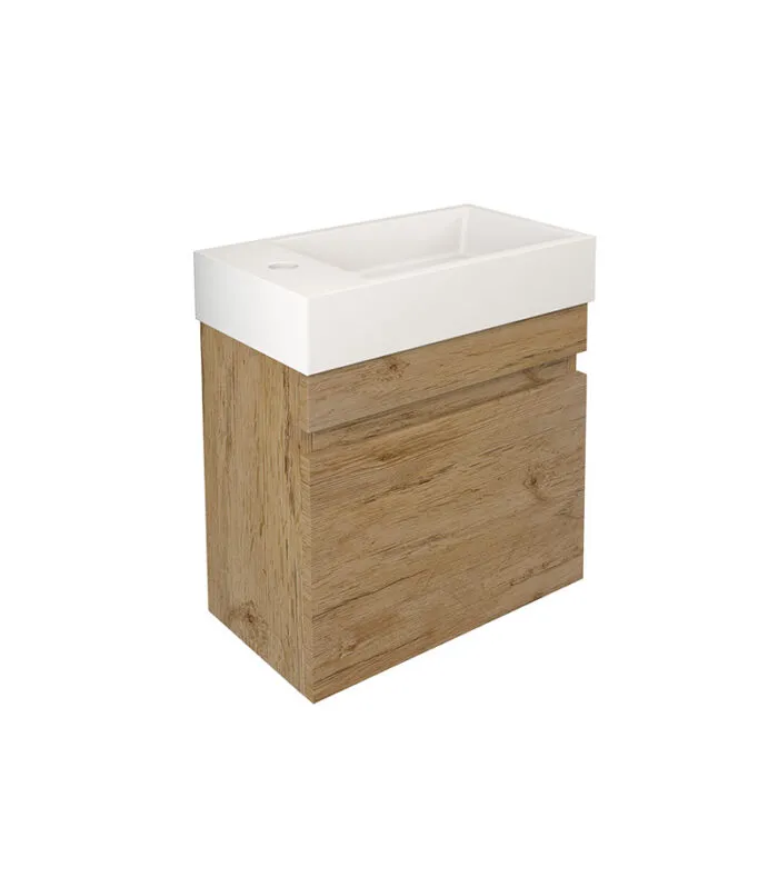 Camden Ensuite Wall Hung Vanity - Prime Oak side view