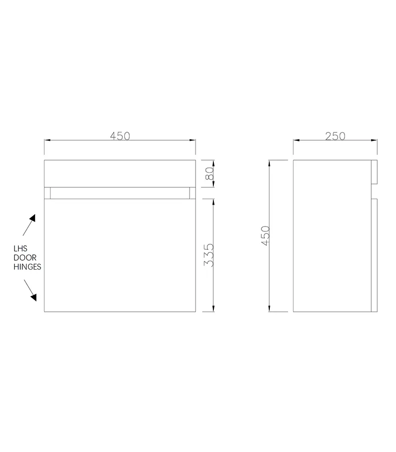 Camden Ensuite Wall Hung Vanity Specification