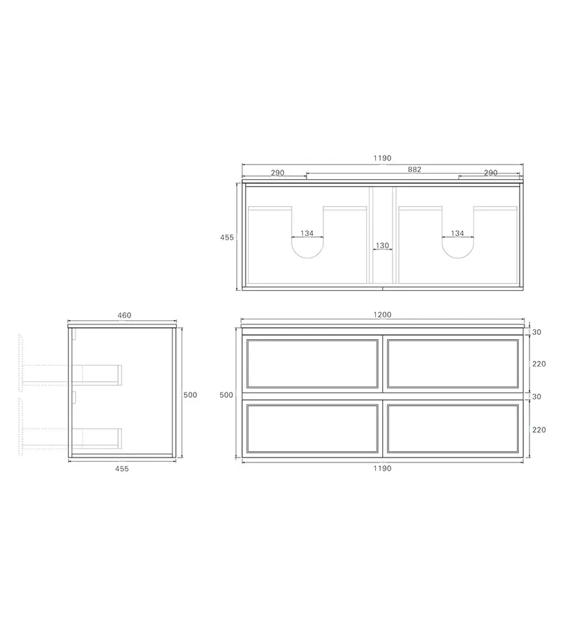Hamilton 1200mm Wall Hung Vanity Specification