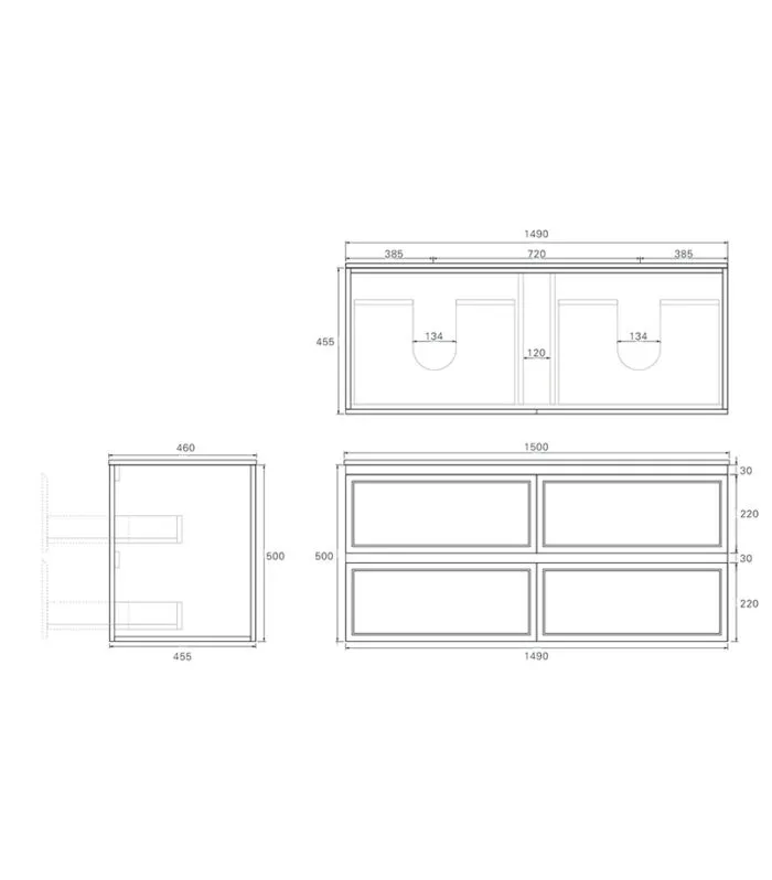 Hamilton 1500mm Wall Hung Vanity Specification
