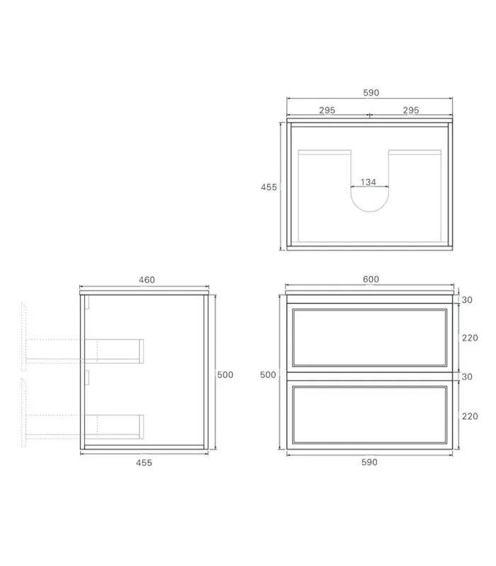 Hamilton 600mm Wall Hung Vanity Specificatiion
